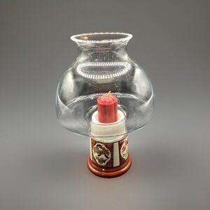 Vtg Gailystn Sutton Candle Lamp- Brown Floral Pattern-10" Oriental Asian Decor